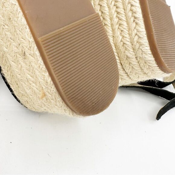 Sole Society Channing Black Suede Ankle Strap Platform Espadrille Sandal 10M - Picture 11 of 14